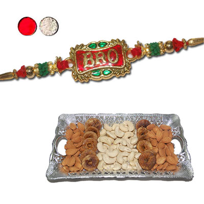 "Rakhi - FR- 8220 A (Single Rakhi) , Dryfruit Thali - code RD100 - Click here to View more details about this Product